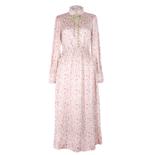 固执《繁花里》春季新款中式v领长袖碎花连衣裙80041LQ08790