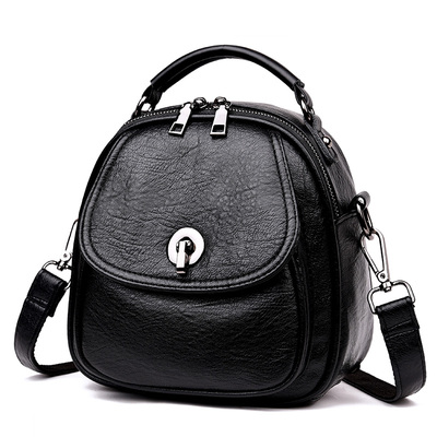 新款时尚真皮女士斜跨迷你双肩包