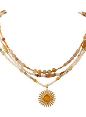 IPINK质感配色叠戴米珠串珠项链