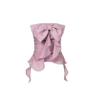 AZZHEN【紫藤萝】现货 夏季蝴蝶结弹力抹胸上衣女