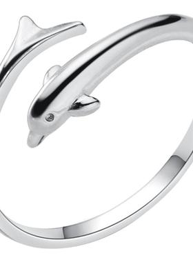 925银萌系海豚戒指简约气质时尚