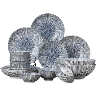 美浓烧日本进口青花十草纹深盘大盘子家用日式陶瓷餐具菜盘釉下彩