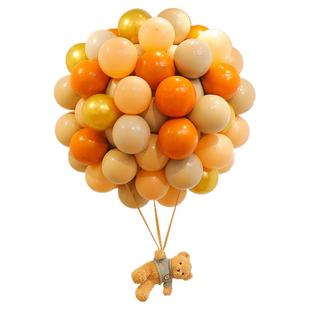 ins复古周岁生日装饰场景布置背景墙飘空热气球小熊套餐 操作简单