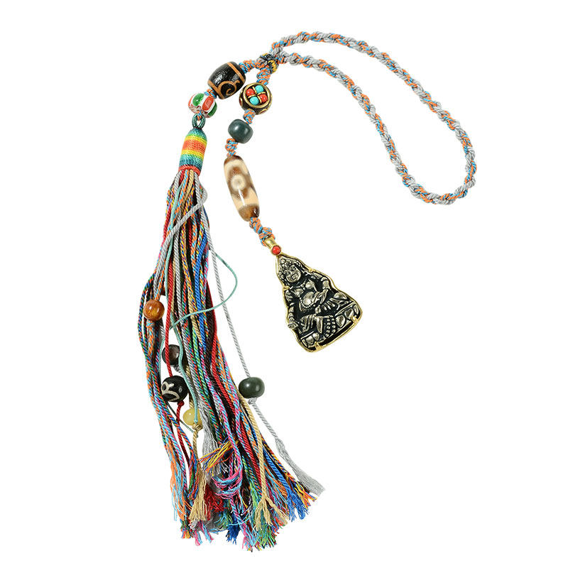 欧斯特藏式九宫八卦牌吊坠松石镶嵌扎基拉姆挂坠五彩绳黄财神饰品