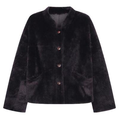 邱莹莹 HELA AOMI “黑加仑.升级版”羊毛革皮毛一体短款皮草