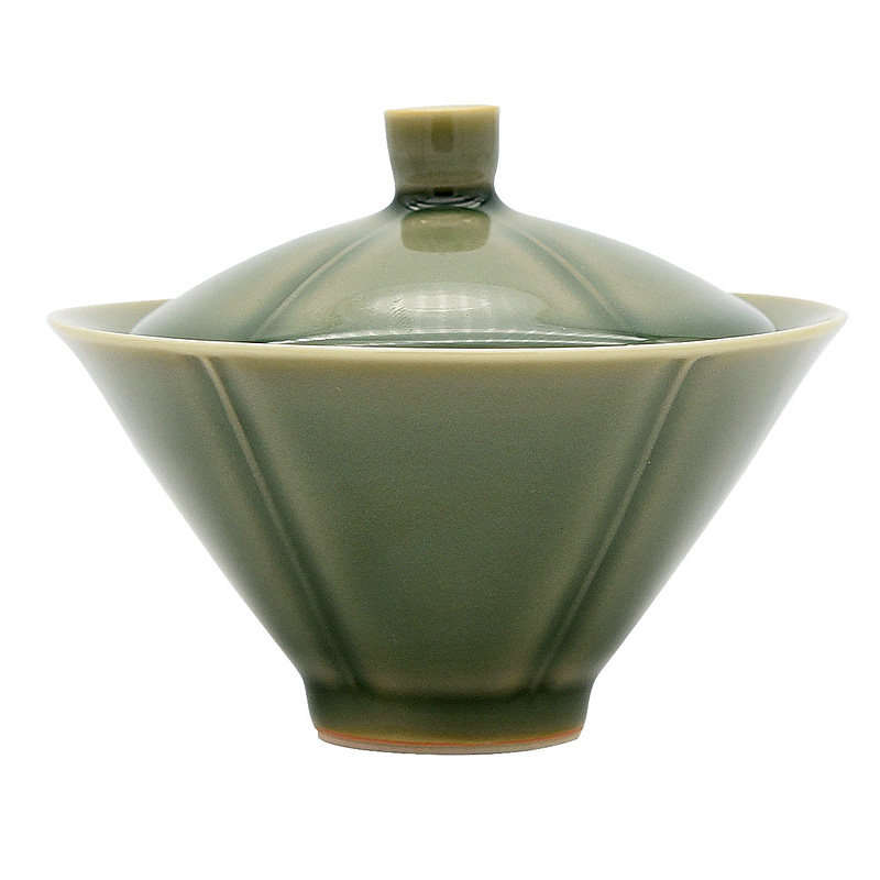 仿古越窑青瓷五行斗笠泡茶盖碗