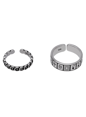 复古做旧招财多多麻将戒指女