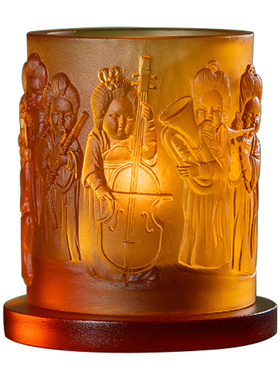 璃某某创意冀乐团香薰烛台 河北文创石雕散乐图桌面禅意香氛摆件