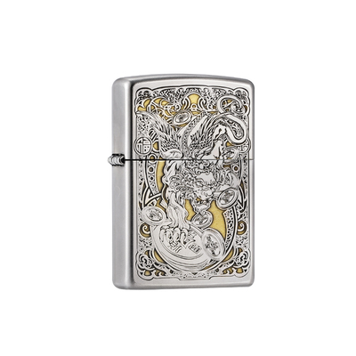 zippo打火机磨砂深雕财运貔貅