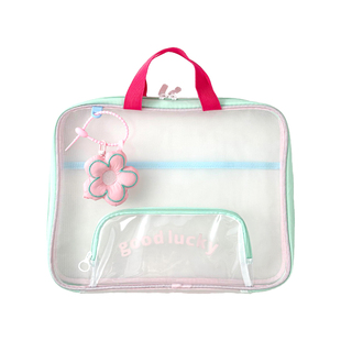 横版手提文件袋拉链式网纱补习袋小学初中生专用科目分类袋大容量