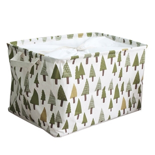 大号棉麻束口布艺收纳箱储物箱 折叠整理箱衣服收纳盒外贸尾货