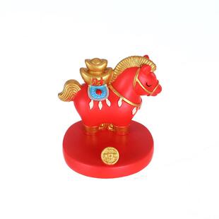 国潮生肖马支架摆件桌面马年礼物吉祥物马上有钱年会公仔伴手礼品