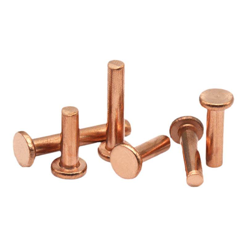 紫铜铆钉平头实心黄铜铆钉GB109手打敲击式柳钉M2M2.5M3M4M5M6M8
