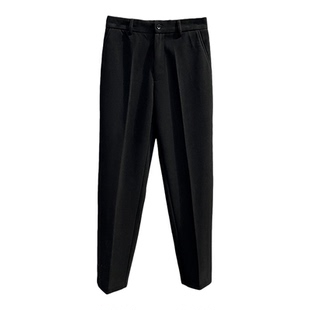 马丁靴搭配毛呢裤子男士休闲直筒修身九分烟管裤痞帅垂感加厚西裤