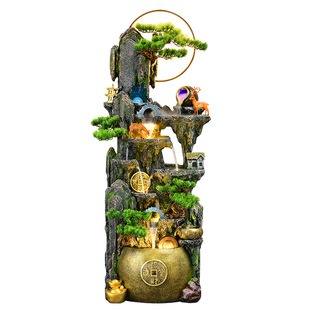 假山流水摆件循环水景观高山流水生财风水轮开业礼品前台装饰品