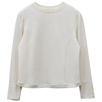 白色加厚加绒圆领打底内搭T恤女