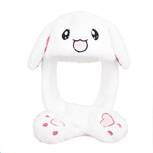 耳朵会动的帽子小兔子帽兔比卡丘可爱儿童冬皮卡丘手套围巾一体女