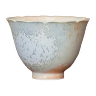 景德镇松针结晶窑变釉花口撇手杯纯手工主人杯高温精致品茗杯90ml