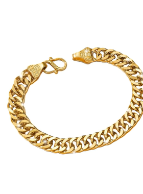 镀24K仿真黄金色福字环扣手链男