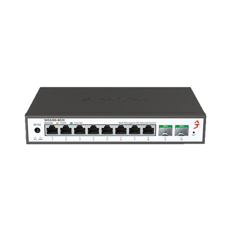 SKS3200-8E2X兮克10口2.5G交换机轻管理8个2.5G电口2个10G万兆光口即插即用光电混合2500M速率集