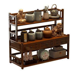 茶杯收纳博古架中式茶台置物架茶室桌面小型茶叶放置架茶具展示架