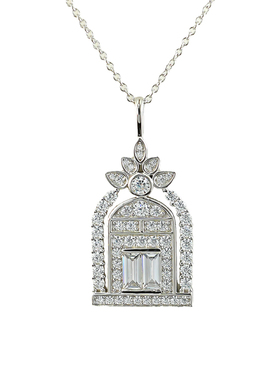 《 幸福之门》爆闪满钻镶嵌925银锁骨项链吊坠小众又高级七夕礼物