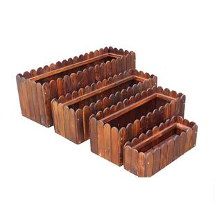 防腐木花箱长方形组合花盆庭院阳台种菜盆实木栅栏种植箱多肉花槽