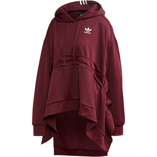 Adidas/阿迪达斯官方正品三叶草荷叶边女子连帽运动套头衫 FT9889