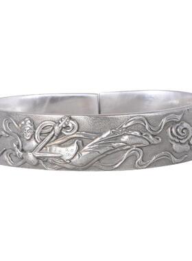 足银手镯嫦娥奔月复古工艺民族风