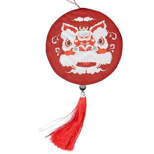 醒狮灯笼圆形手提杆花灯发光古风汉服手持灯扇中国风舞狮宫灯成品