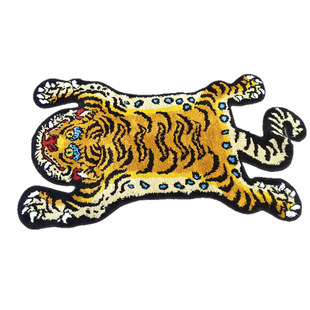 Tufting西藏镇宅虎毯老虎地毯 客厅卧室异形地垫床边毯多彩龙挂毯