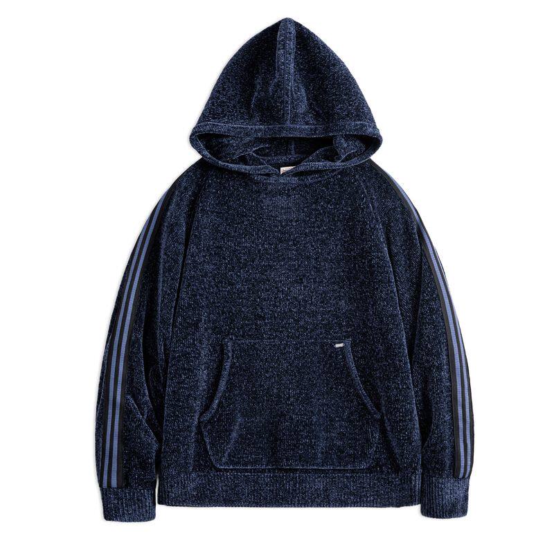 马登工装美式雪尼尔连帽卫衣套头复古保暖灯芯绒加厚帽衫外套男冬
