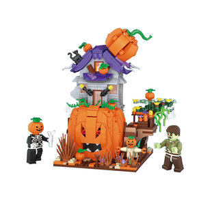 LOZ/俐智万圣节南瓜屋派对 小颗粒拼装积木玩具 鬼屋组装模型礼物