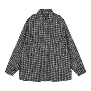 【早秋上新】JNBY/江南布衣春秋毛呢夹克宽松休闲简约通勤外套女