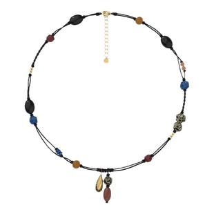 GOOGMO欧若拉系列天然石手工编织绳串珠项链复古锁骨链度假风配饰