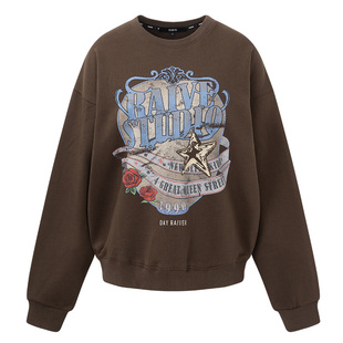 [博主同款]RAIVE音浪卫衣25秋冬新款女宽松落肩复古魔镜印花上衣