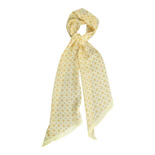 Weiliao 原创幸运四叶草真丝雪纺飘带丝带真丝巾蓝灰黄轻薄围巾