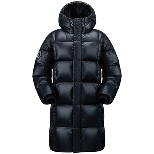 企鹅热能羽绒服女冬季极光鸭绒中长冬连帽加厚保暖通勤百搭外套男