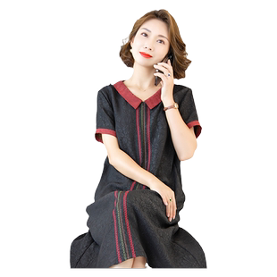 2024新款妈妈裙子显瘦真丝连衣裙女夏季桑蚕丝高端杭州丝绸香云纱