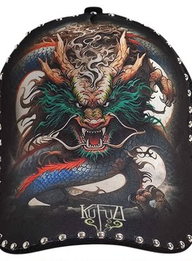 夏季网帽国潮龙透气棒球帽潮牌硬顶鸭舌帽印花青龙中国风宽檐男款