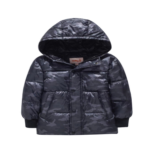 雅鹿儿童羽绒服男童童装外套连帽加厚保暖迷彩外套冬装短款