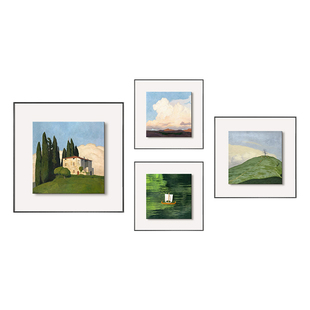立体风景双层装饰画客厅沙发背景墙组合画方形现代简约高级感挂画