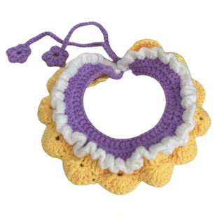 成品 手工猫咪狗狗围脖口水巾毛线编织钩针可爱小型犬宠物项圈