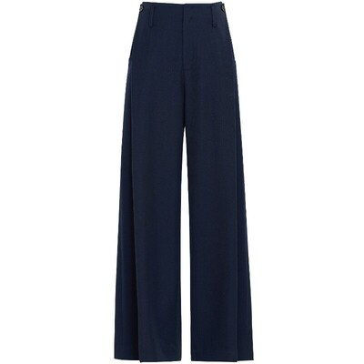 夏莫卡通勤高智垂感阔腿西装裤