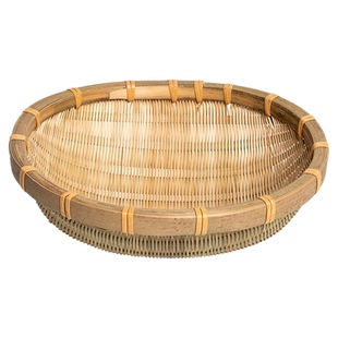 竹编簸箕猫窝圆形筲箕农家家用筐馒头筐箩筐收纳手工编织竹筐篮子