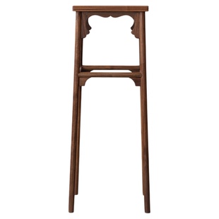 空器木作黑胡桃木宋式美学听琴图花架香几花几实木架子新中式简约