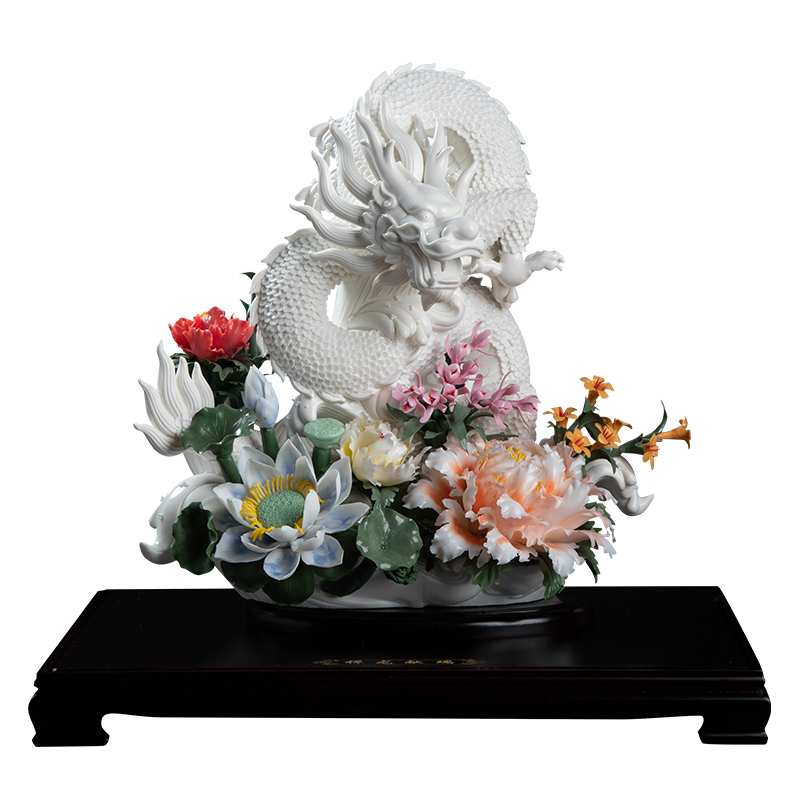 新中式《祥龙献瑞》龙年摆件家居客厅装饰艺术工艺品乔迁新居礼品