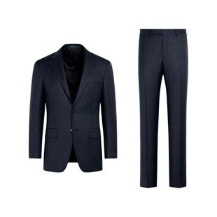 25秋冬新品SUITSUPPLY-藏青色羊毛格纹身型商务休闲西装套装