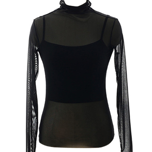 古典舞练功服飘逸舞蹈纱衣女高领长袖显瘦瑜伽服现代舞演出服艺考