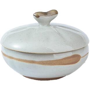 三分陶瓷带盖碗日韩式餐具家用饭碗创意古风泡面碗汤碗粗陶蒸蛋碗